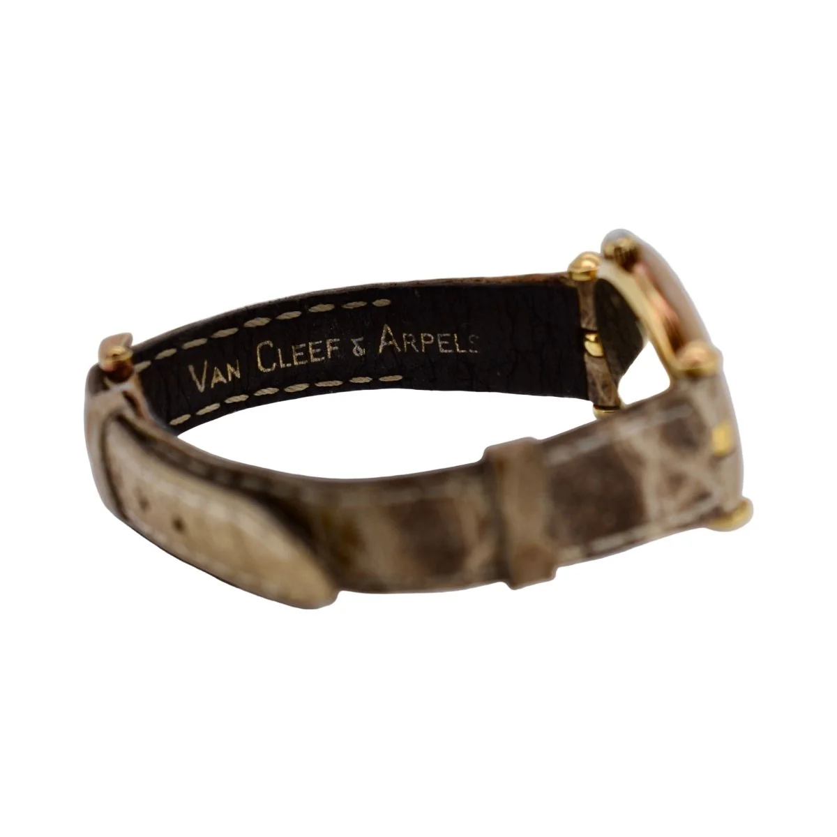 VAN CLEEF & ARPELS "Pierre Arpels" watch in yellow gold, leather and mother-of-pearl - Image 5