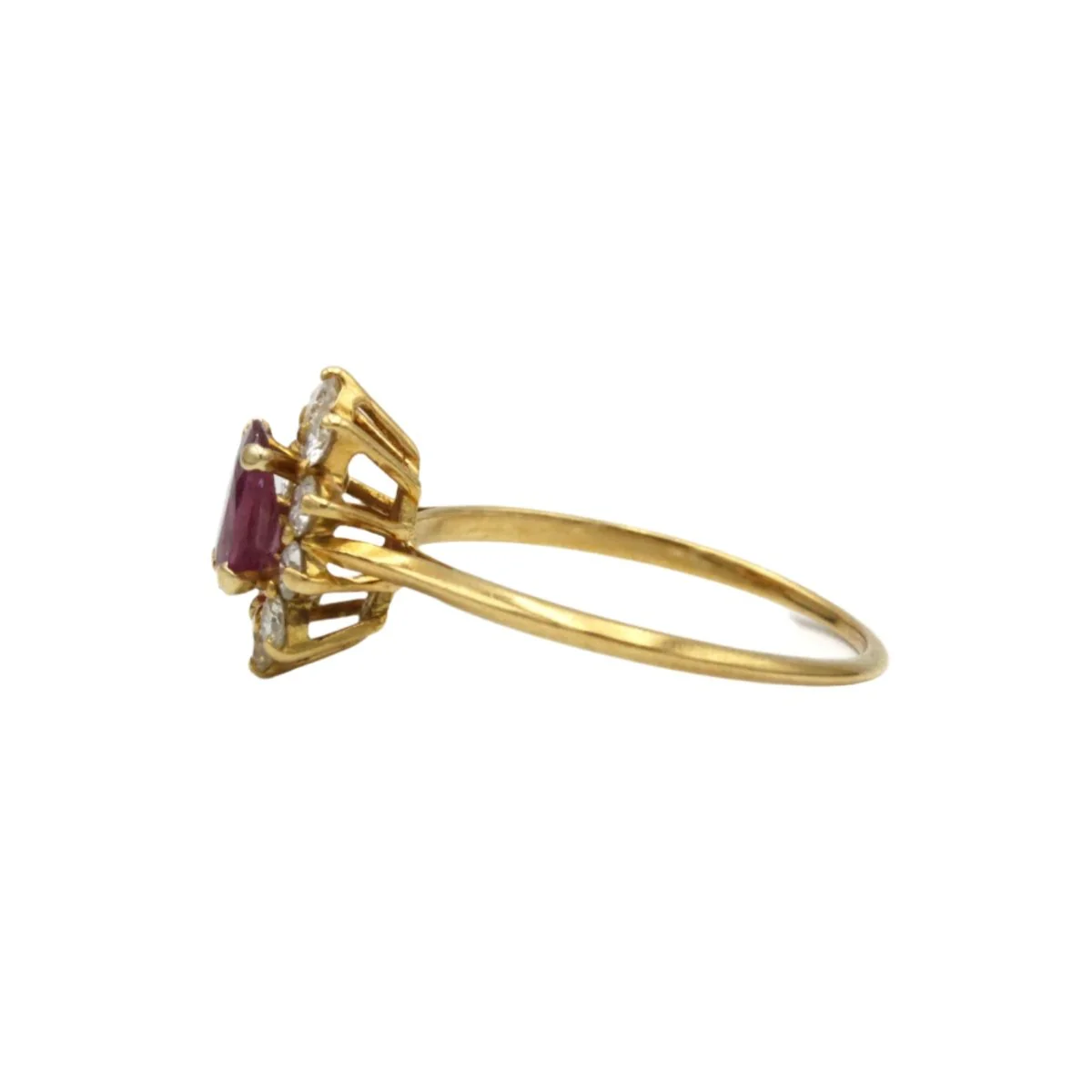 Ring at yellow gold, sapphire and diamonds - Image 2