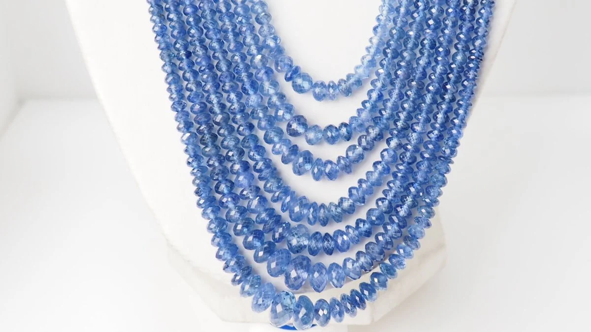 7-row necklace of yellow gold sapphires and cultured pearls - Image 8