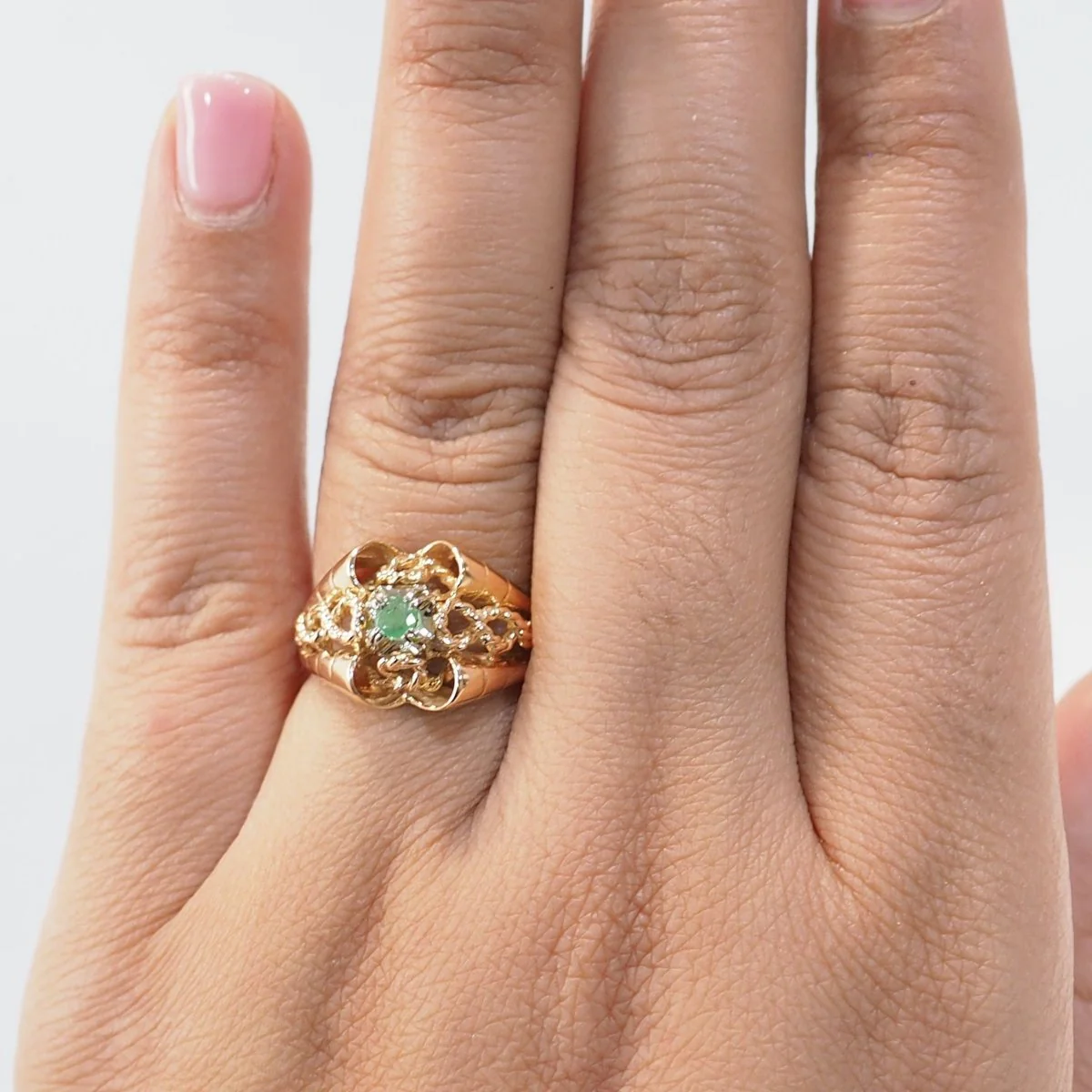 Ring Cocktail in rose gold and emerald - Image 2