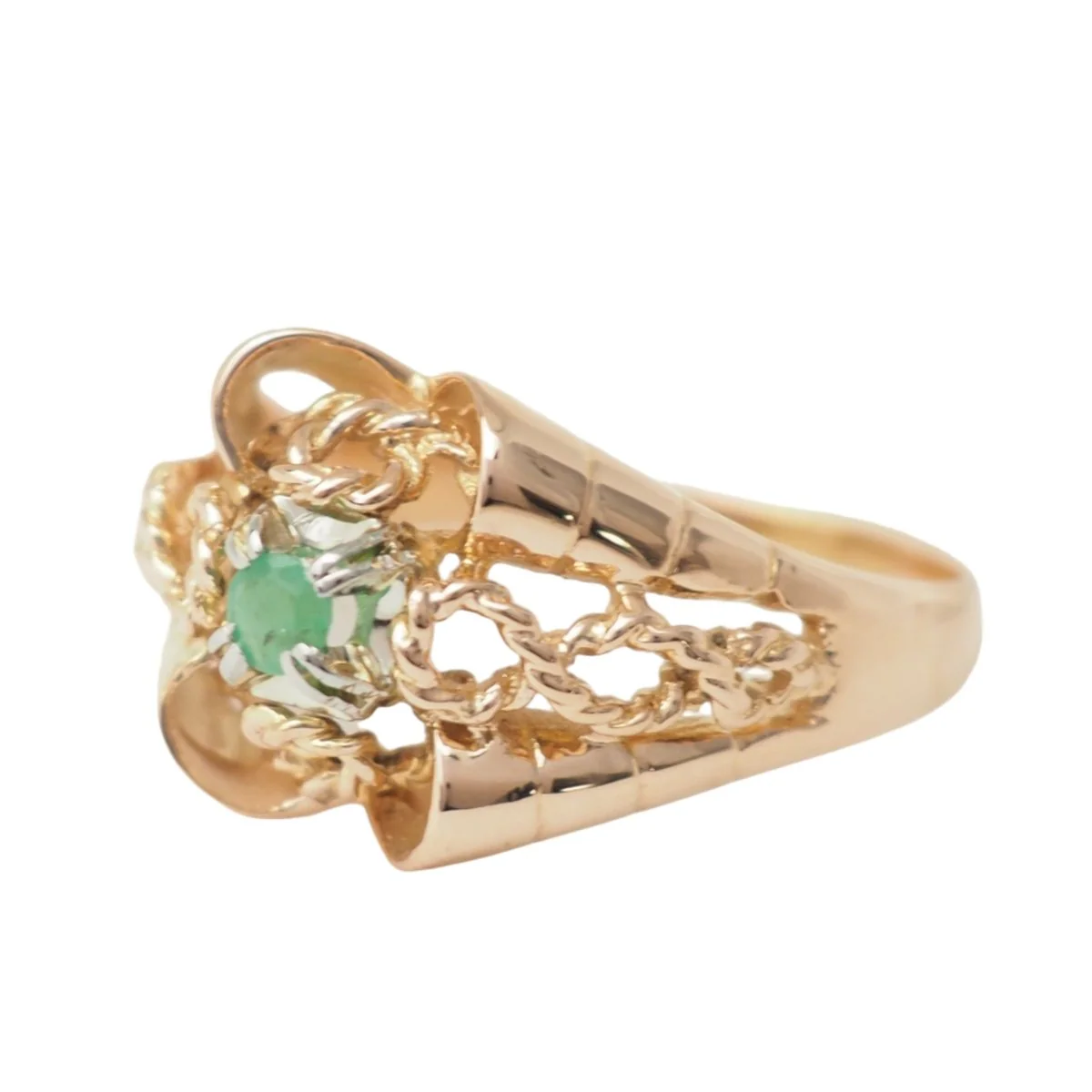 Ring Cocktail in rose gold and emerald - Image 3