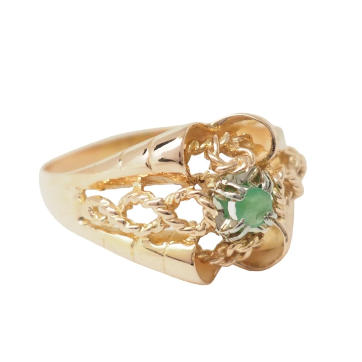 Ring Cocktail in rose gold and emerald - Image 5