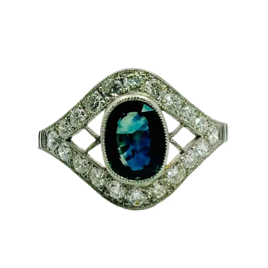 Platinum, sapphire and diamond Entourage ring