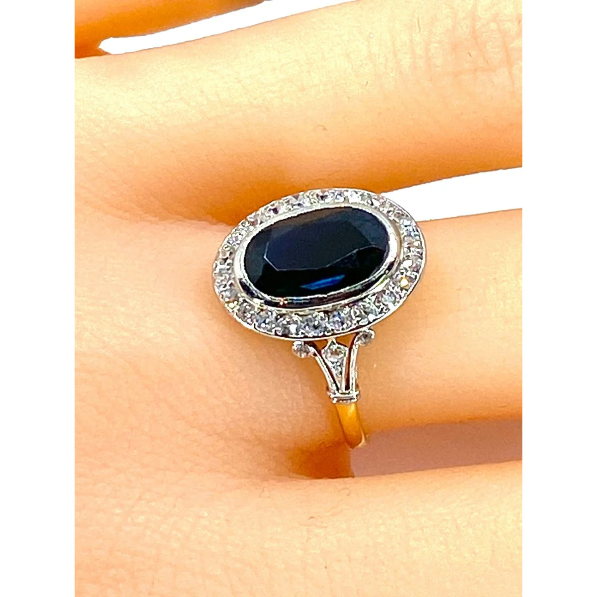 Ring in yellow gold, white gold, sapphires and diamonds - Image 10