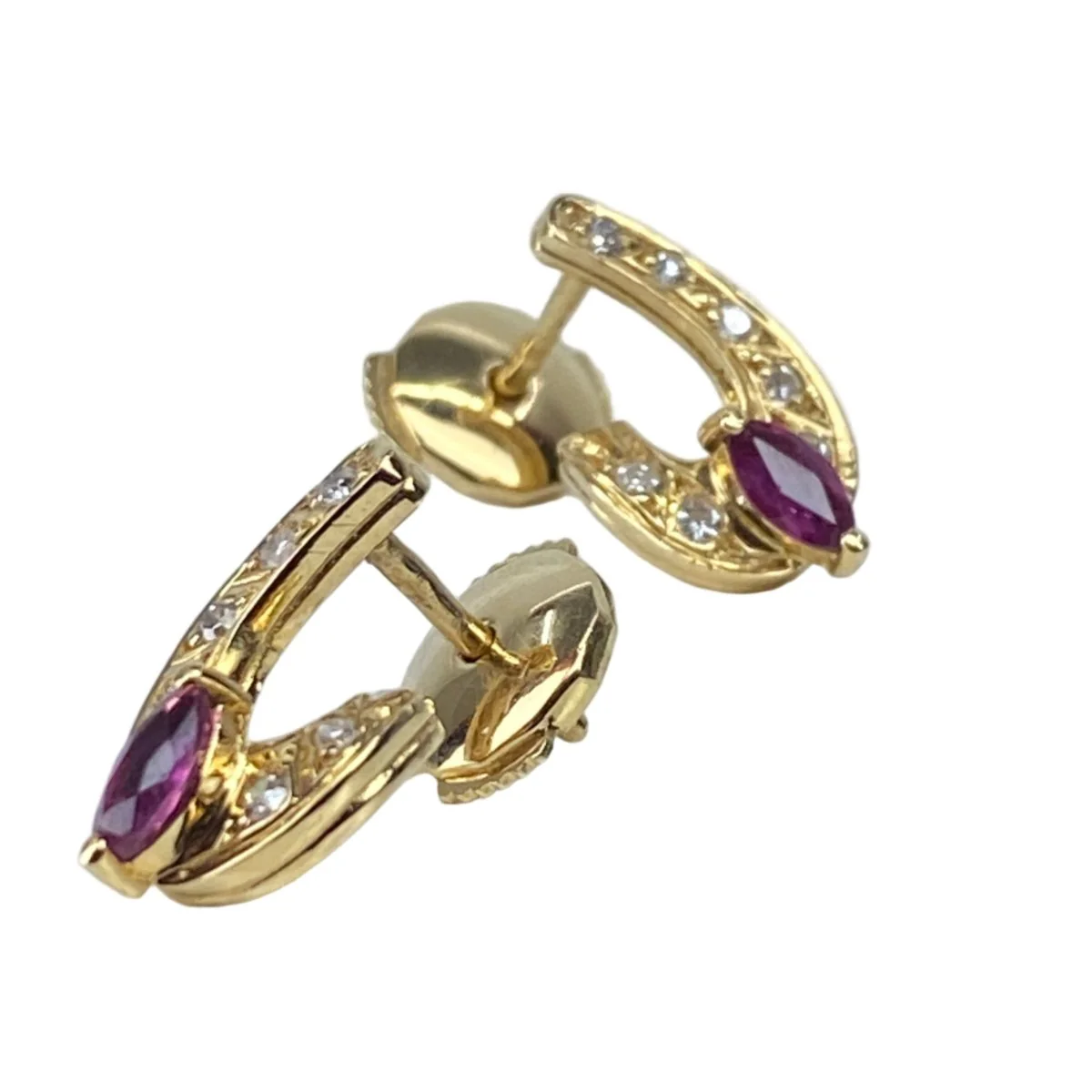 Clip-on earrings in yellow gold and diamonds - Image 3