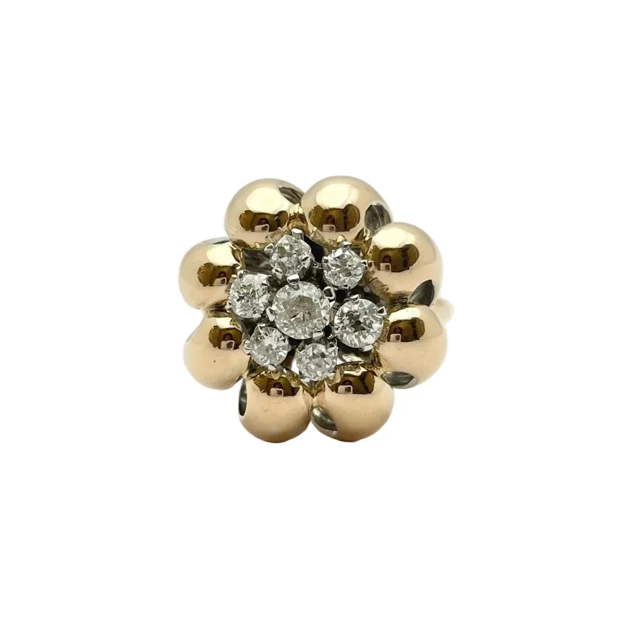 Ring in 18KT gold with diamonds natural ct 1.30 VS H. Circa 1950