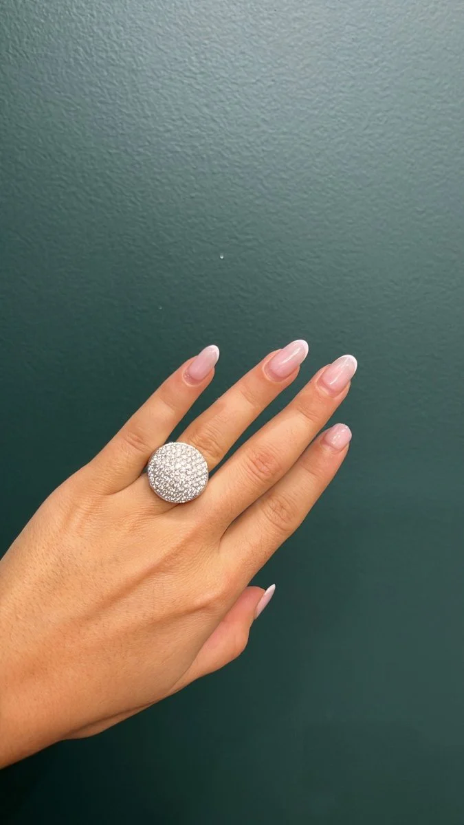 Signet ring in white gold and diamonds - Image 2