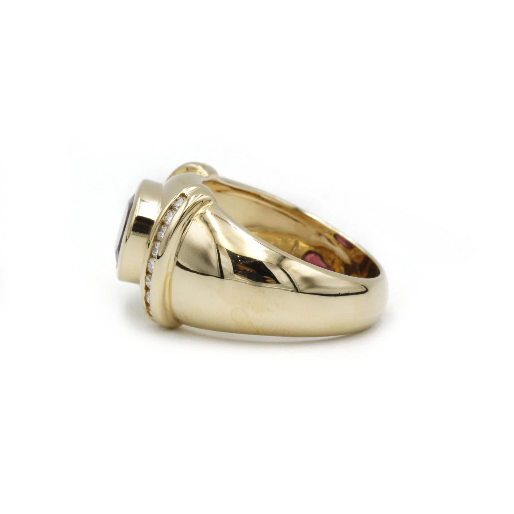 Gold, rhodolite and diamonds Jonc ring - Image 2