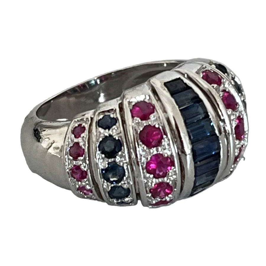 Ring White gold sapphire and ruby necklace - Image 3