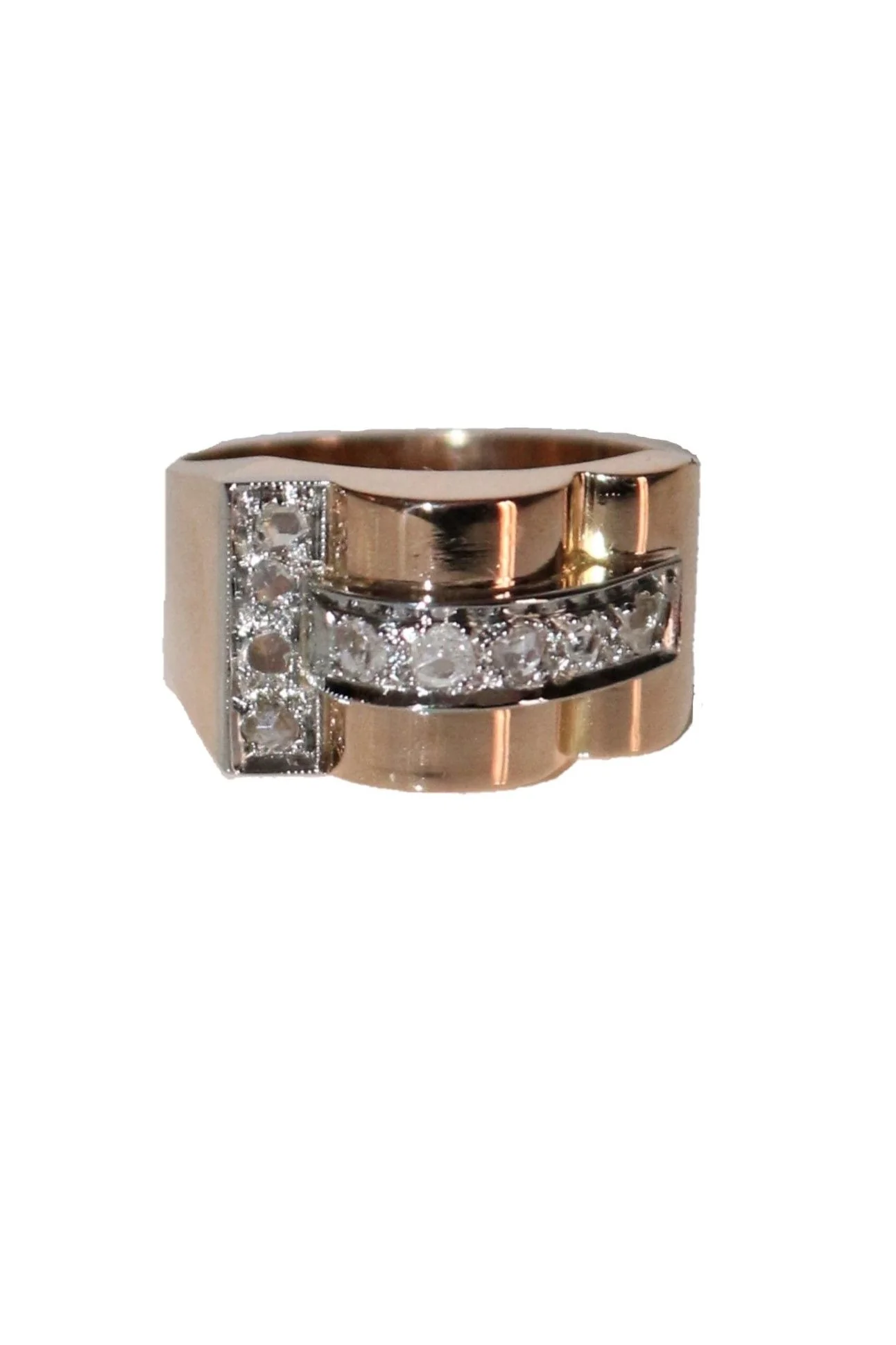 Yellow Gold And Diamond Tank Ring