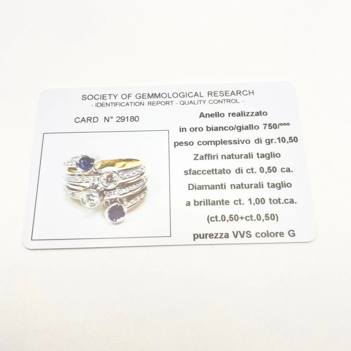 Ring in 18KT gold with diamonds natural ct 1.00 tot and natural sapphires ct 0.50 tot - Image 7