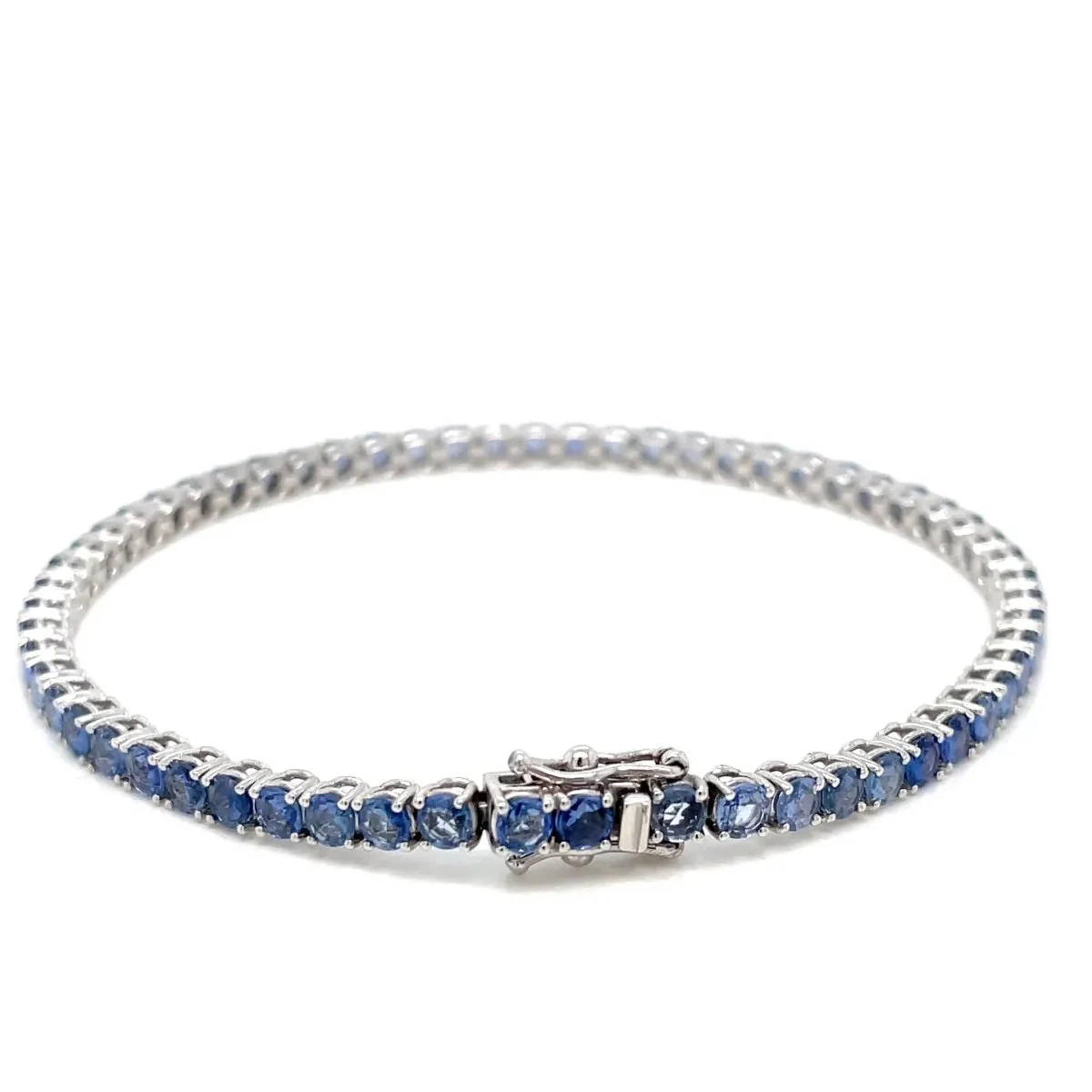 Gold tennis bracelet with 7 carat natural blue sapphire - Image 9