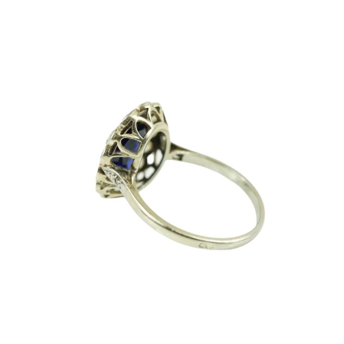 Gold Sapphire Diamond Daisy Ring - Image 3