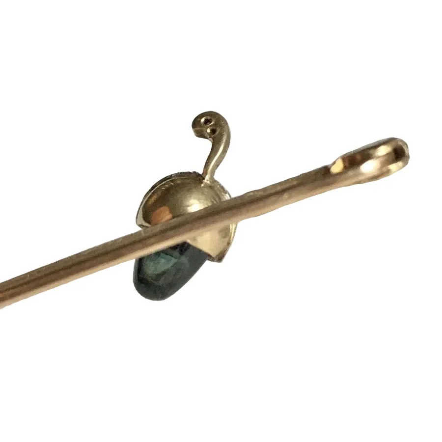 Brooch Pin in yellow gold, paltinium, sapphire and diamonds - Image 3