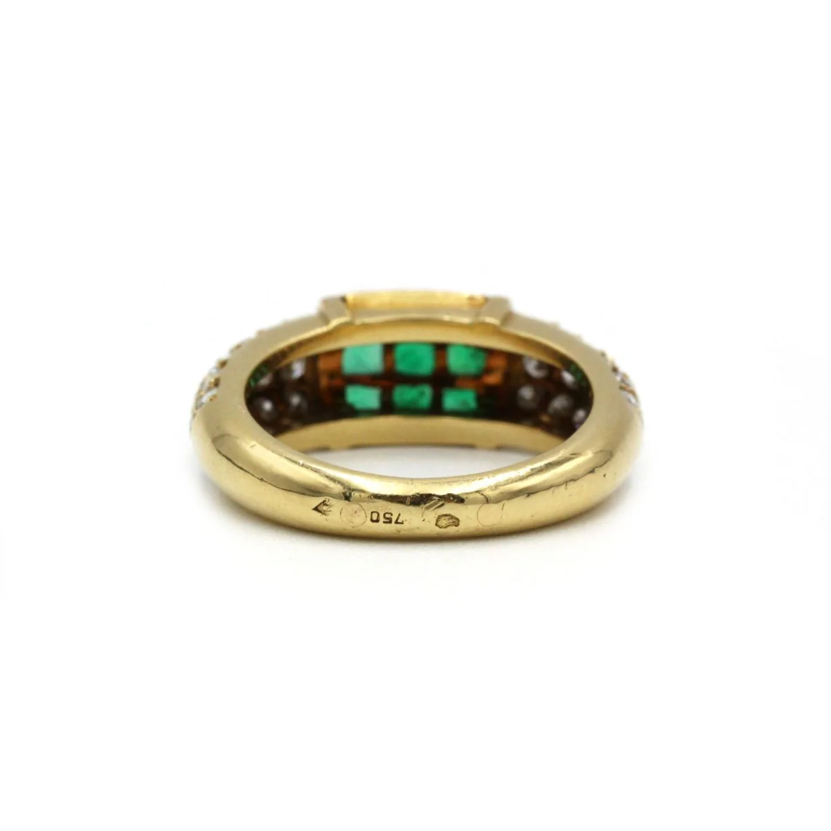 Ring FRED wedding band in yellow gold, emerald and diamonds - Image 5