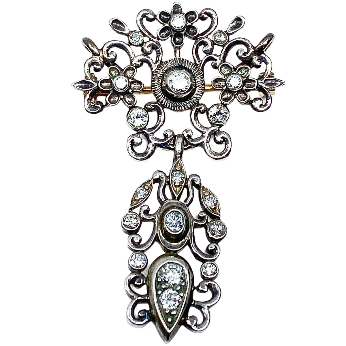 Gold and silver pendant brooch set with diamonds, Napoleon III period