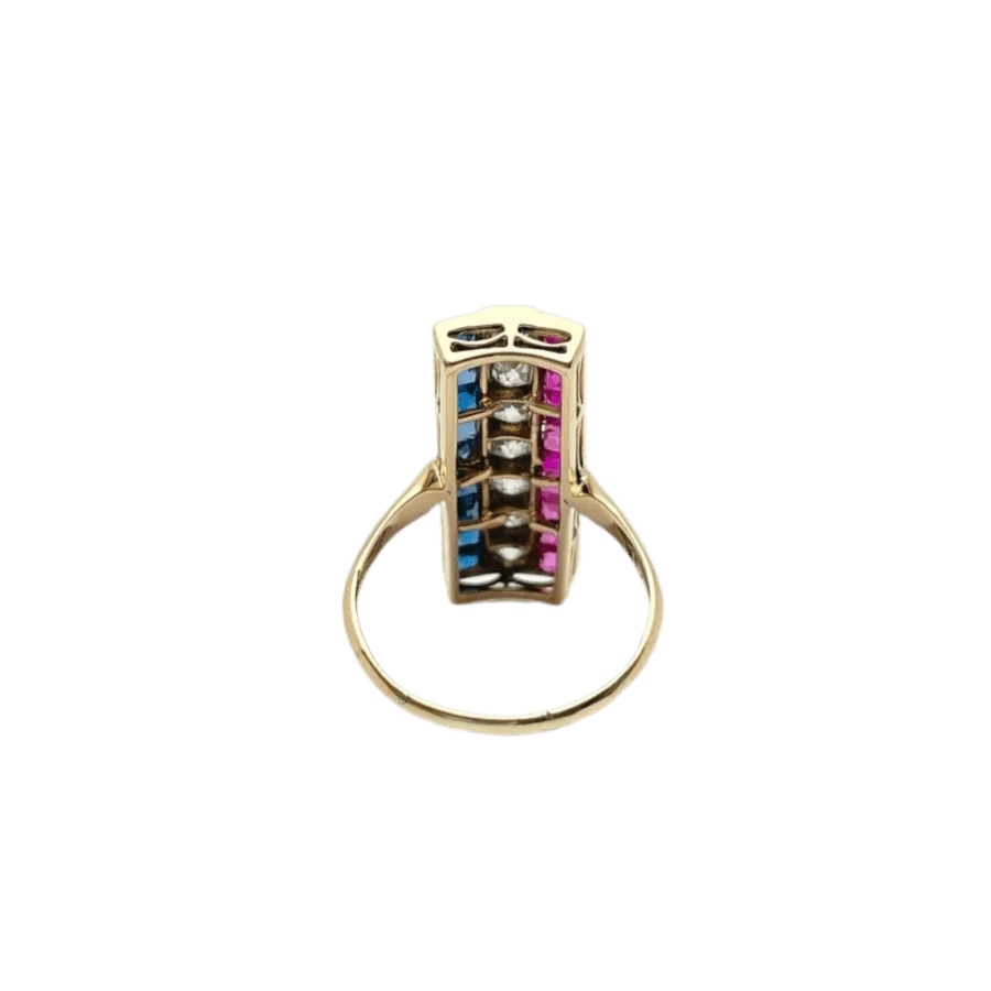 Ring at rose gold, sapphires, rubies and diamonds - Image 3