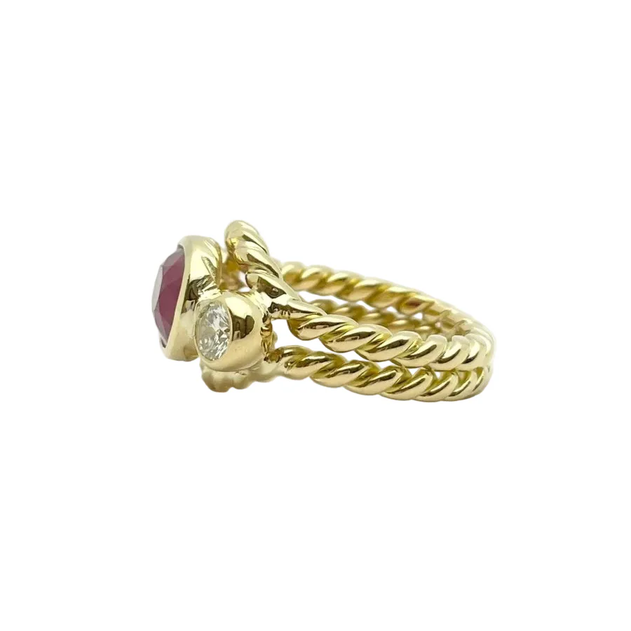 Ring Anello ruby in yellow gold and diamonds - Image 2