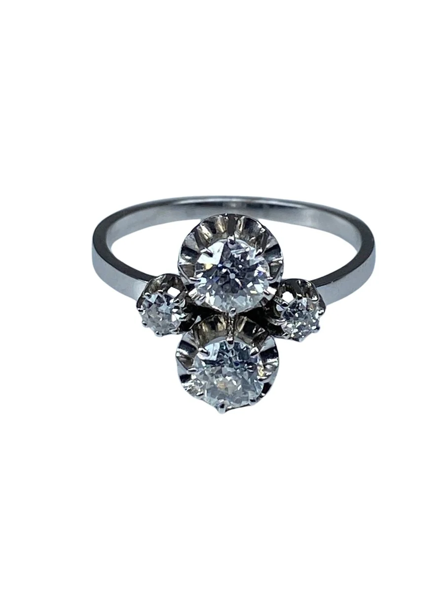 18-karat gold and platinum ring, you and me, set with diamonds