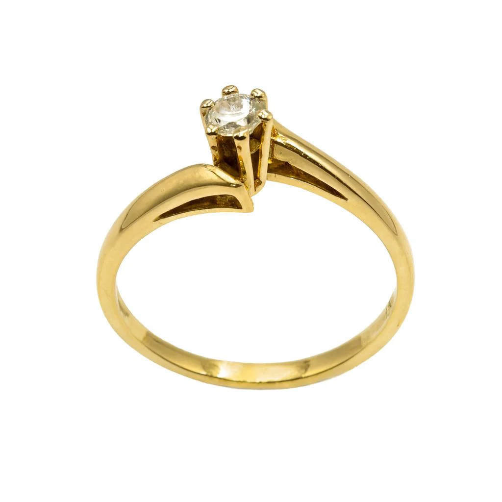 Solitaire ring in yellow gold and diamond - Image 3
