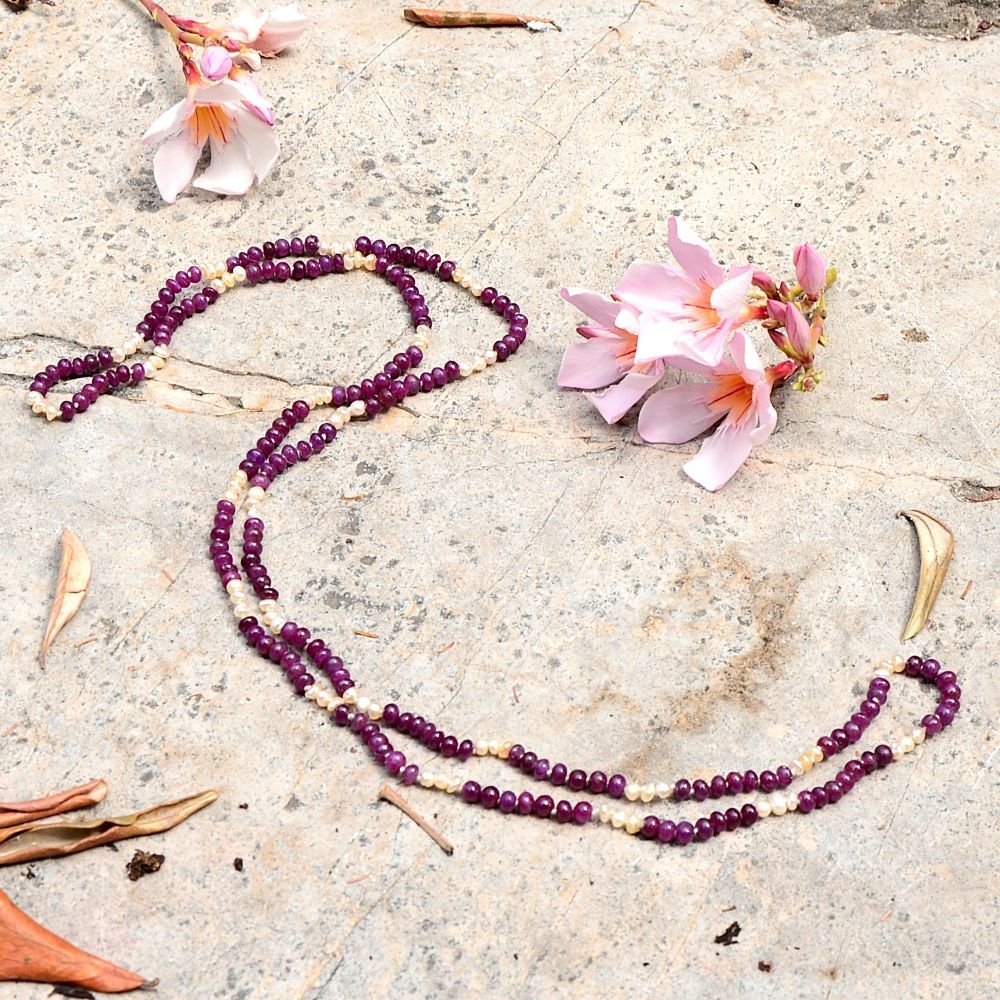 Necklace Amarante" ruby pearls - Image 3