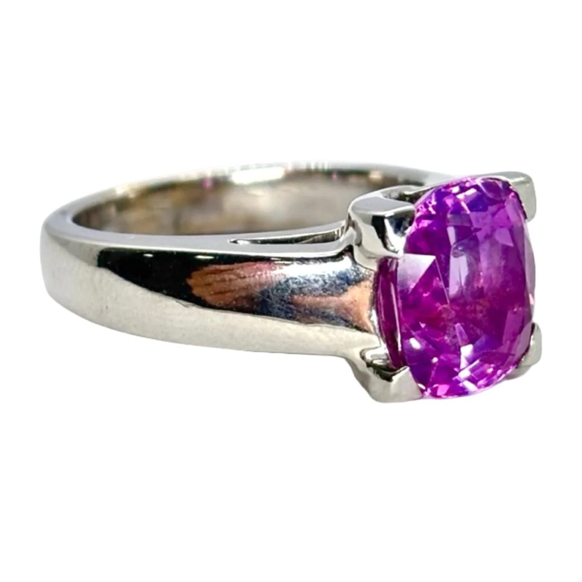Ring in white gold and pink sapphire - Image 5