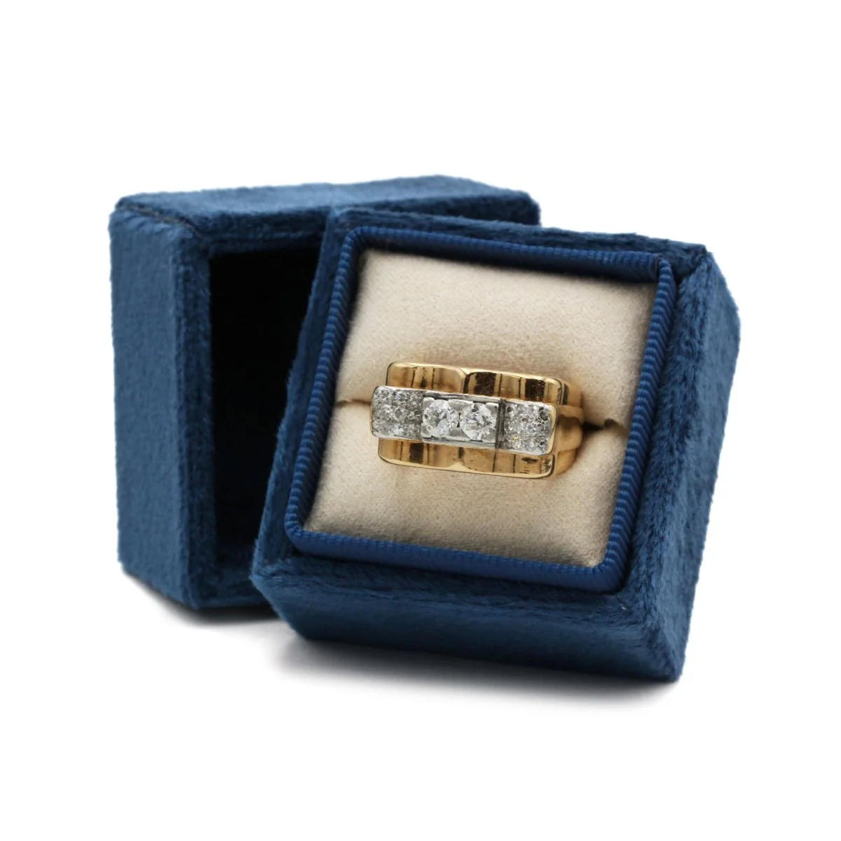 Ring Tank in yellow gold, paltinium and diamonds - Image 7