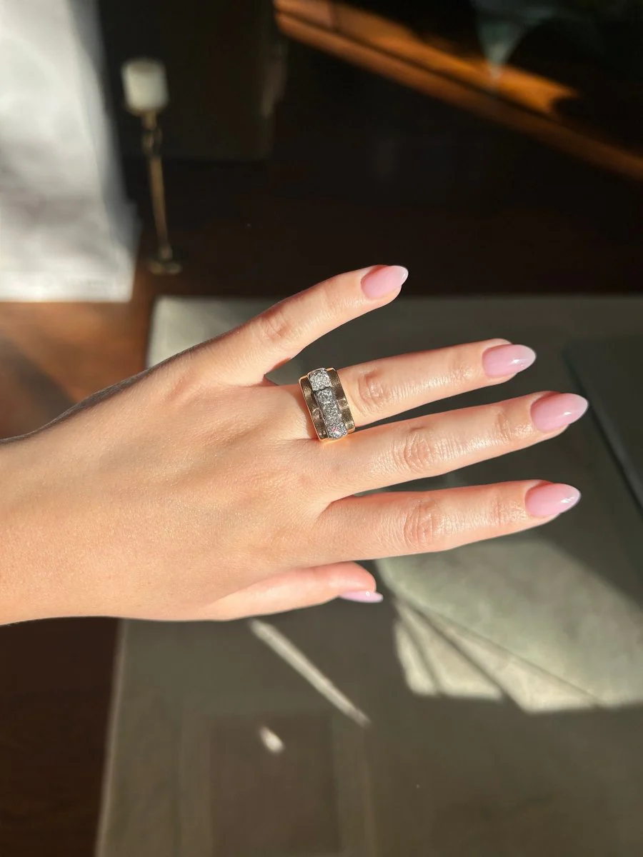 Ring Tank in yellow gold, paltinium and diamonds - Image 9