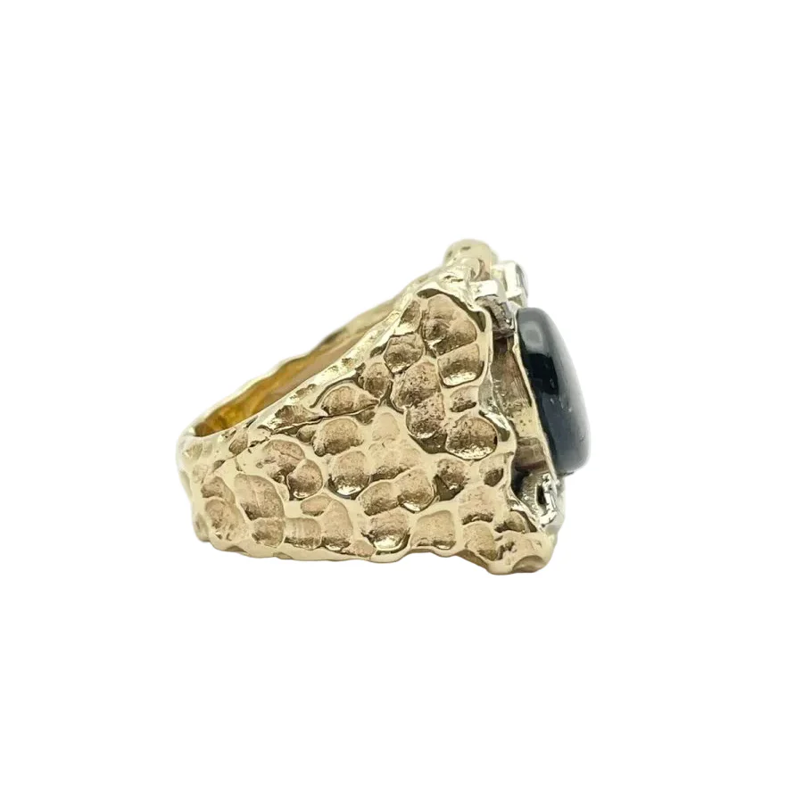 Ring HUTTON "New York" Chevalière in yellow gold, quartz and diamonds - Image 4