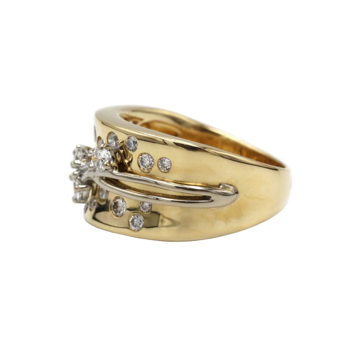 Bandeau ring in yellow gold, white gold and diamonds - Image 3