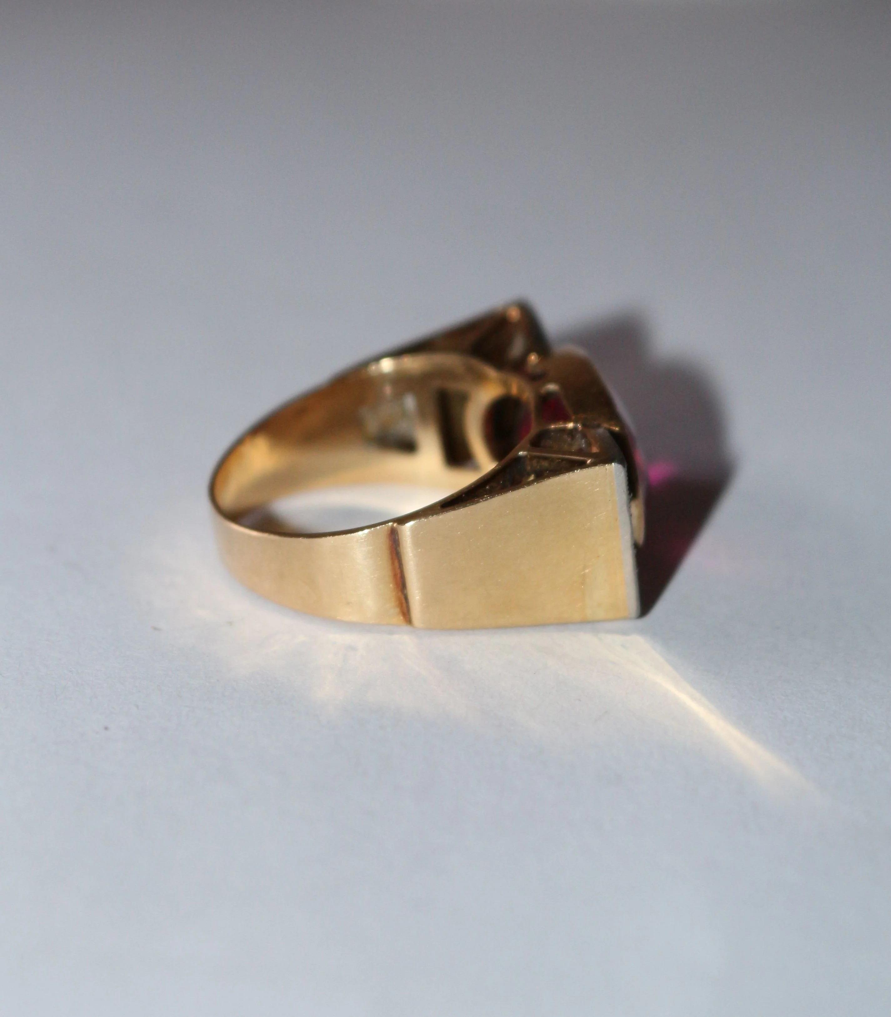 Ring Tank in yellow gold, paltinium, sapphire and diamonds - Image 7