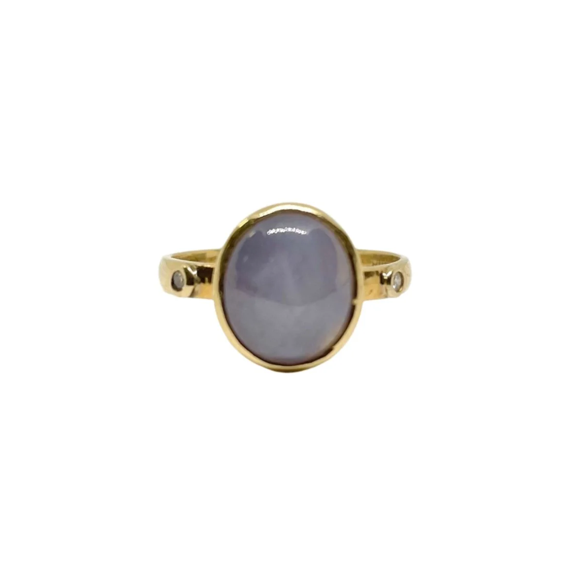 Ring at yellow gold, star sapphire and diamonds - Image 2