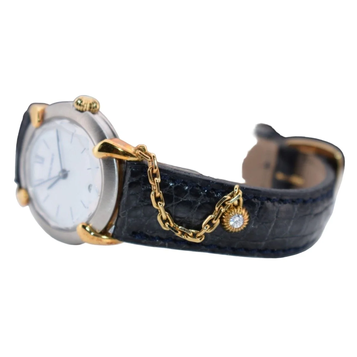 CHAUMET "Élysées" Watch in yellow gold, steel, leather, quartz and diamonds - Image 3