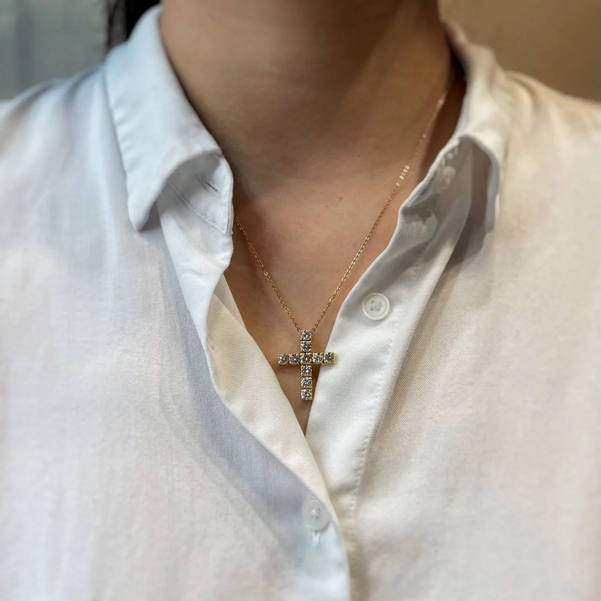 Pendant in yellow gold and diamonds. - Image 2