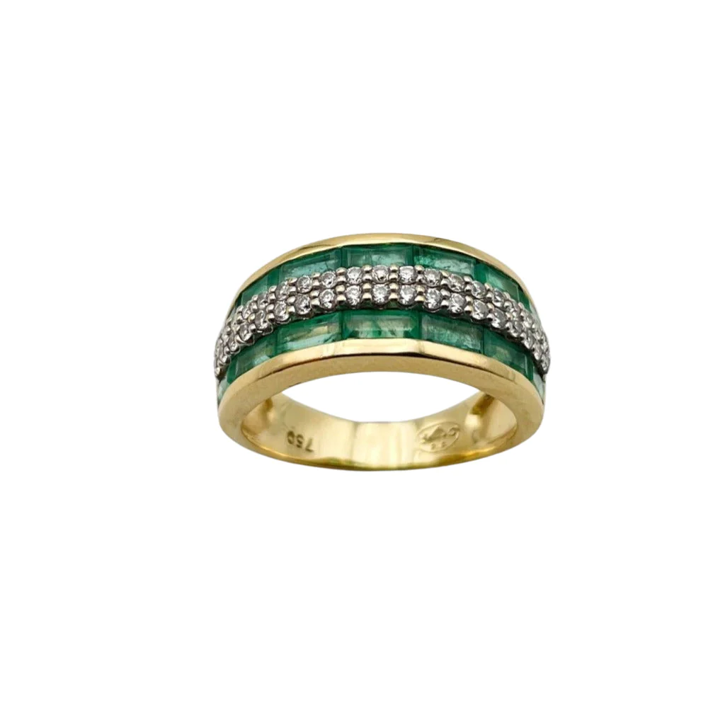 Vintage Emeralds and Diamonds Band Ring