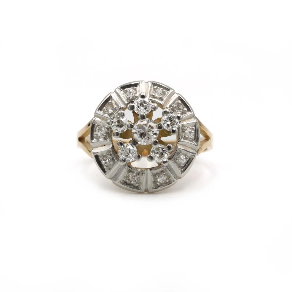 Ring Marguerite en yellow gold, white gold and diamonds
