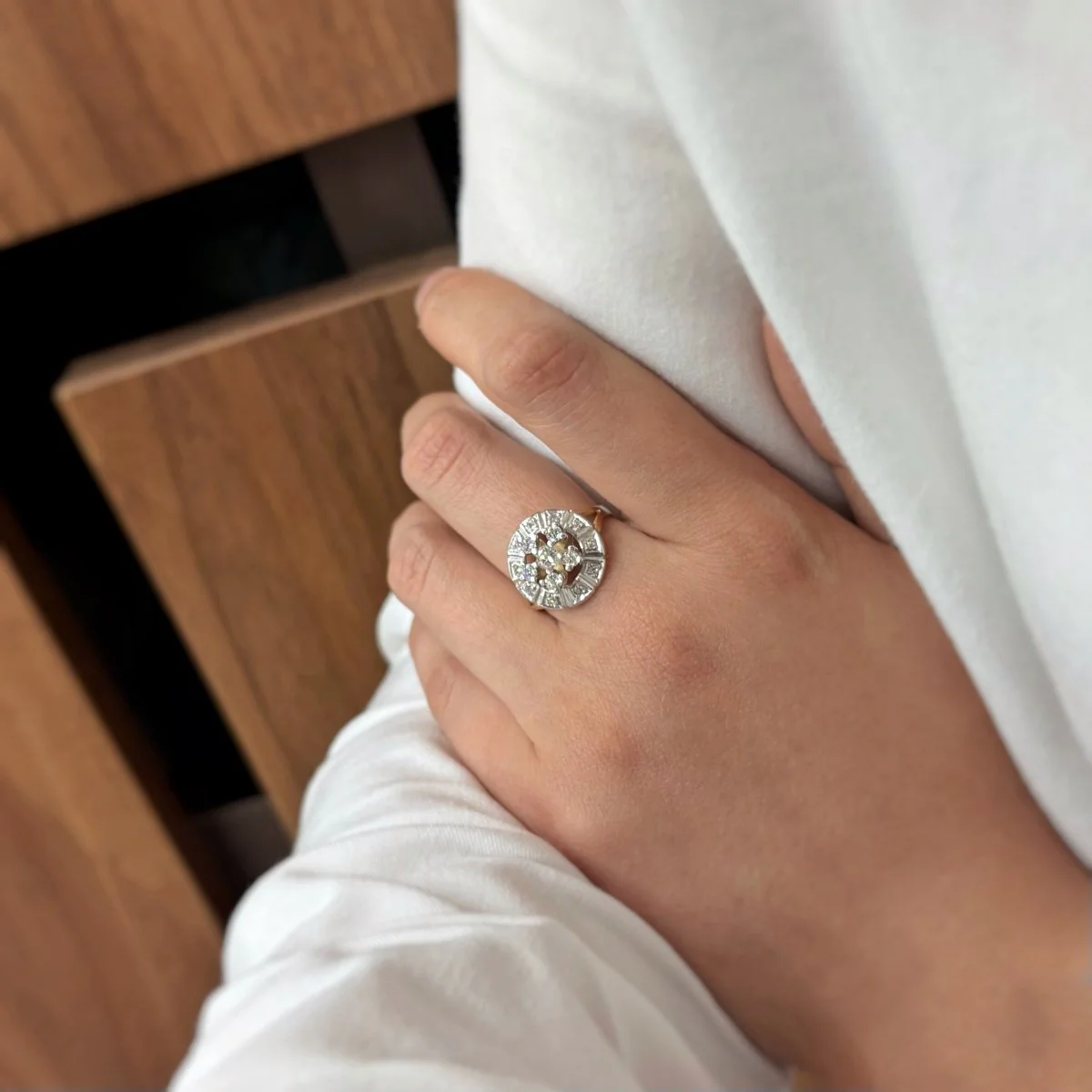 Ring Marguerite en yellow gold, white gold and diamonds - Image 4