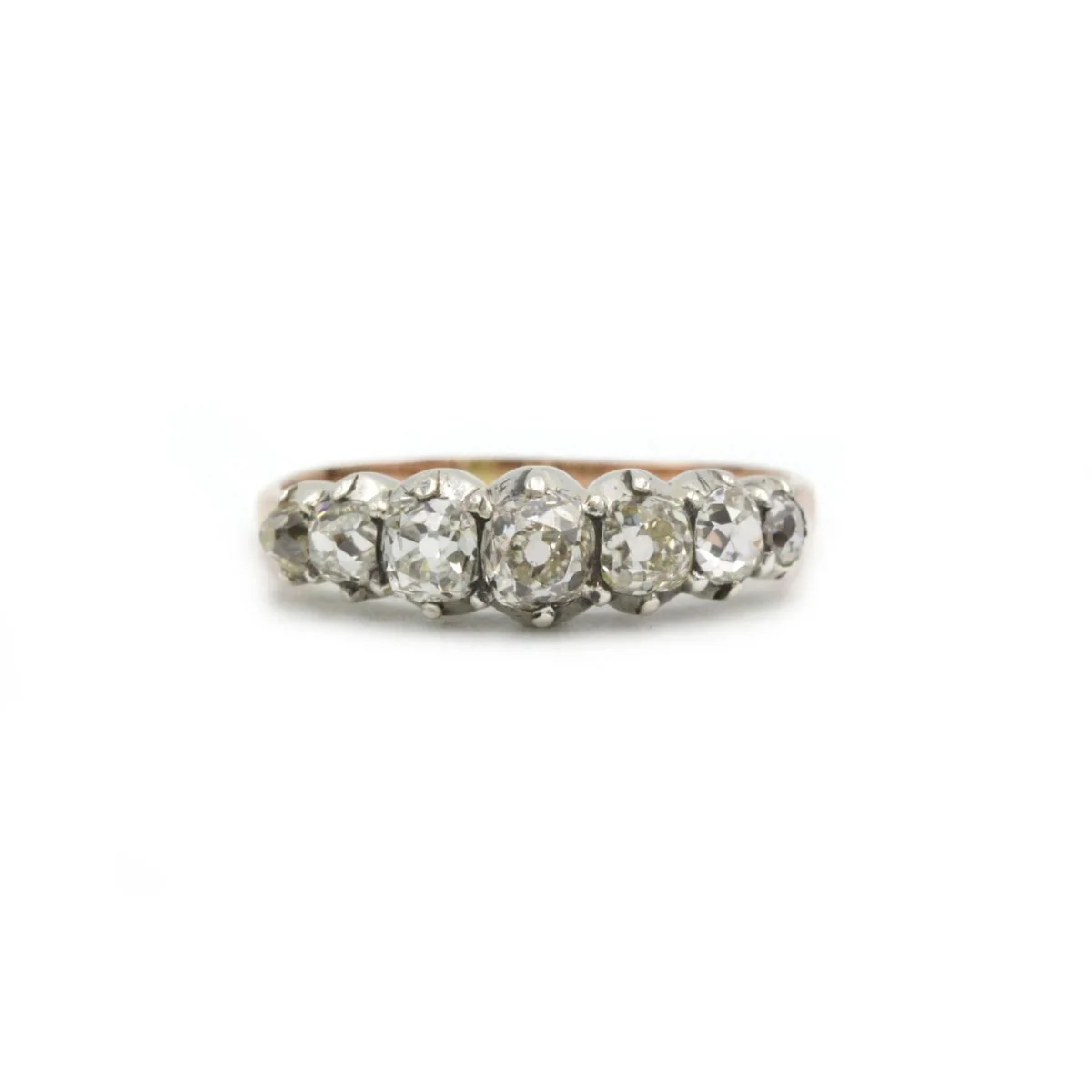 19th century yellow gold (750) garter ring with old-cut diamonds