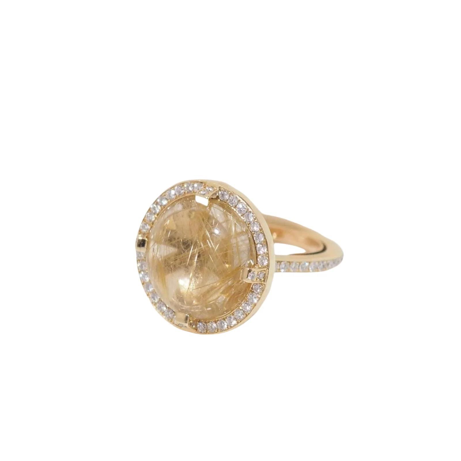 CHAUMET “Attrape Moi Galet” ring in yellow gold, rutilated quartz and diamonds - Image 6