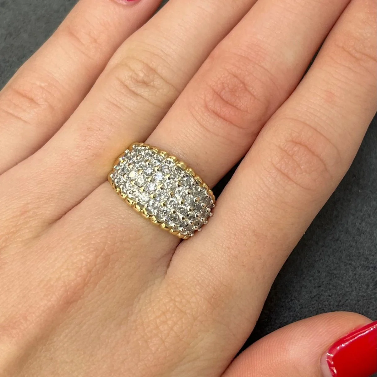 Dome ring in yellow gold and diamonds - Image 2
