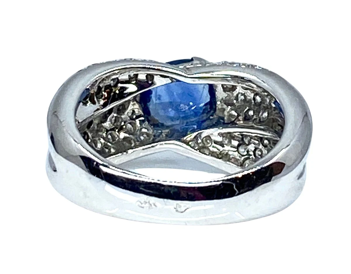 Jonc ring in white gold sapphire and diamonds - Image 3