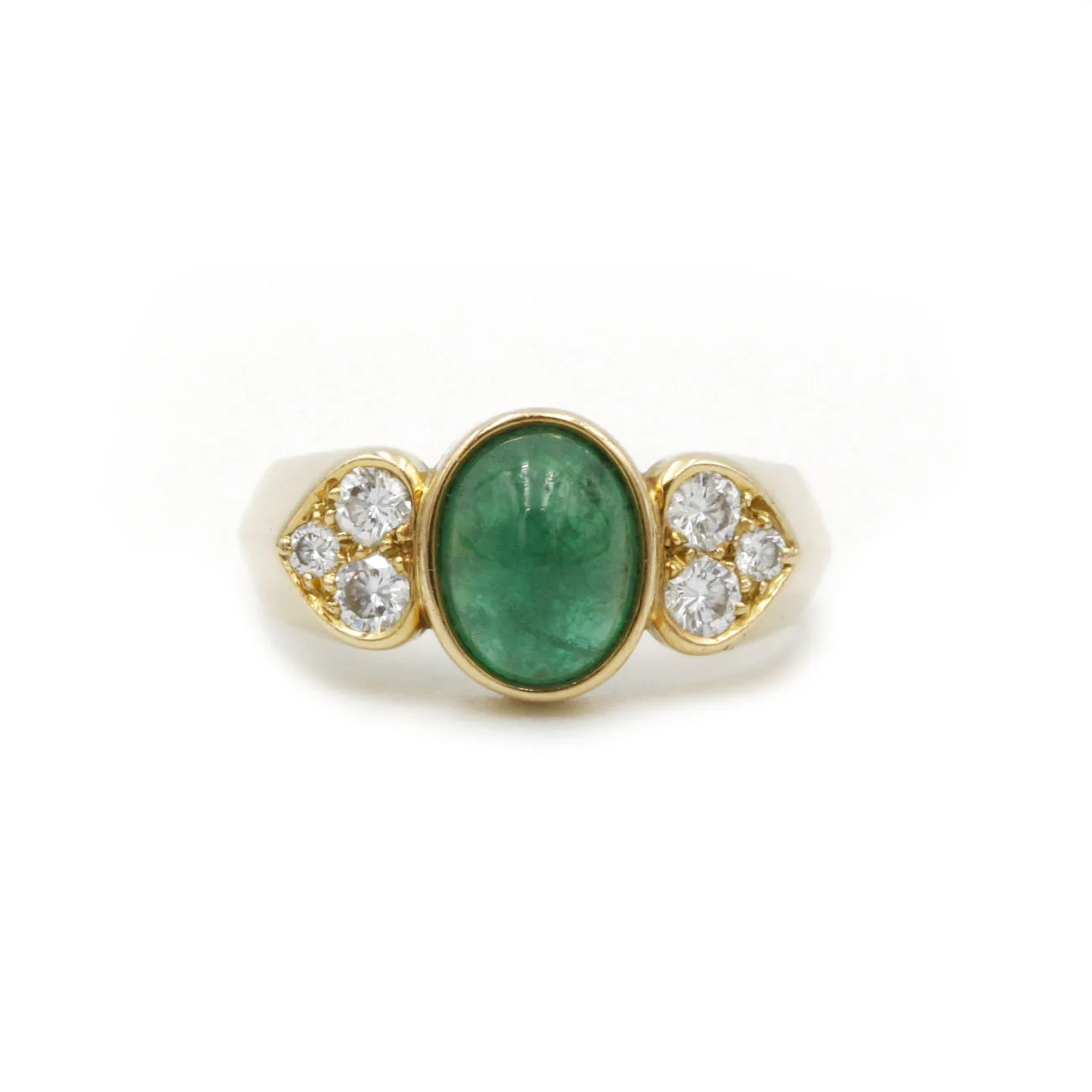 Ring - Gold, emerald & diamonds