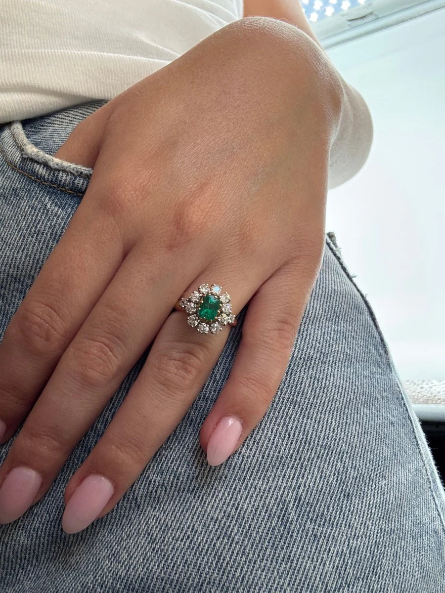 Ring - Now, diamonds and emerald - Image 2