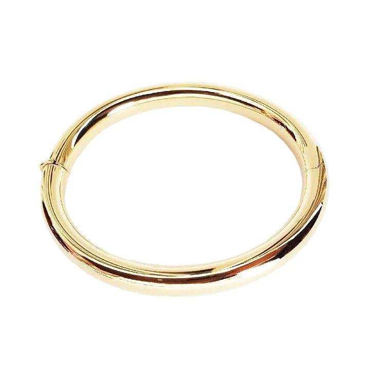 Gold Bangle Bracelet Round Wire 8mm