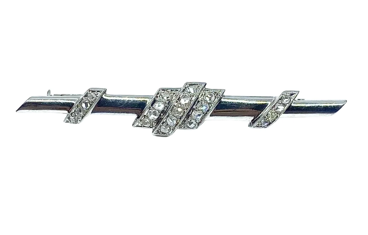 Brooch Barrette in paltinium and diamonds