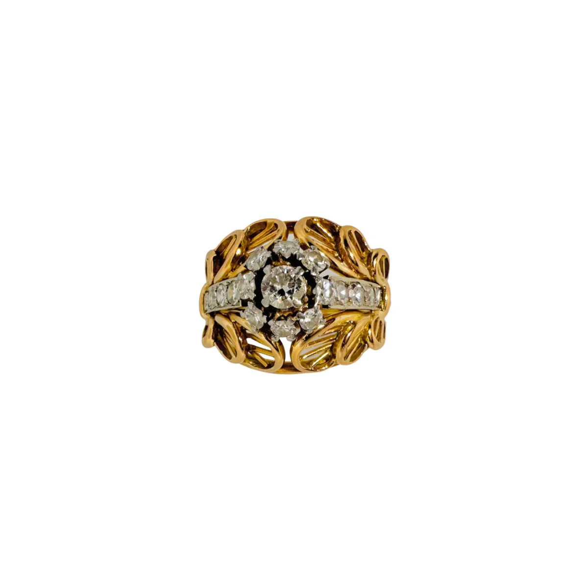 Yellow gold and diamond ring