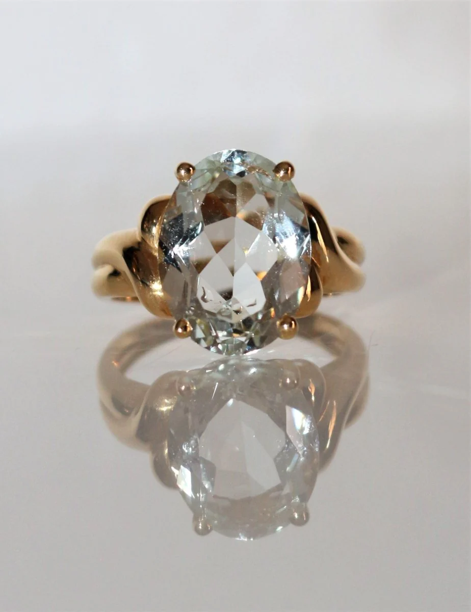 Cocktail ring in yellow gold and aquamarine - Image 5