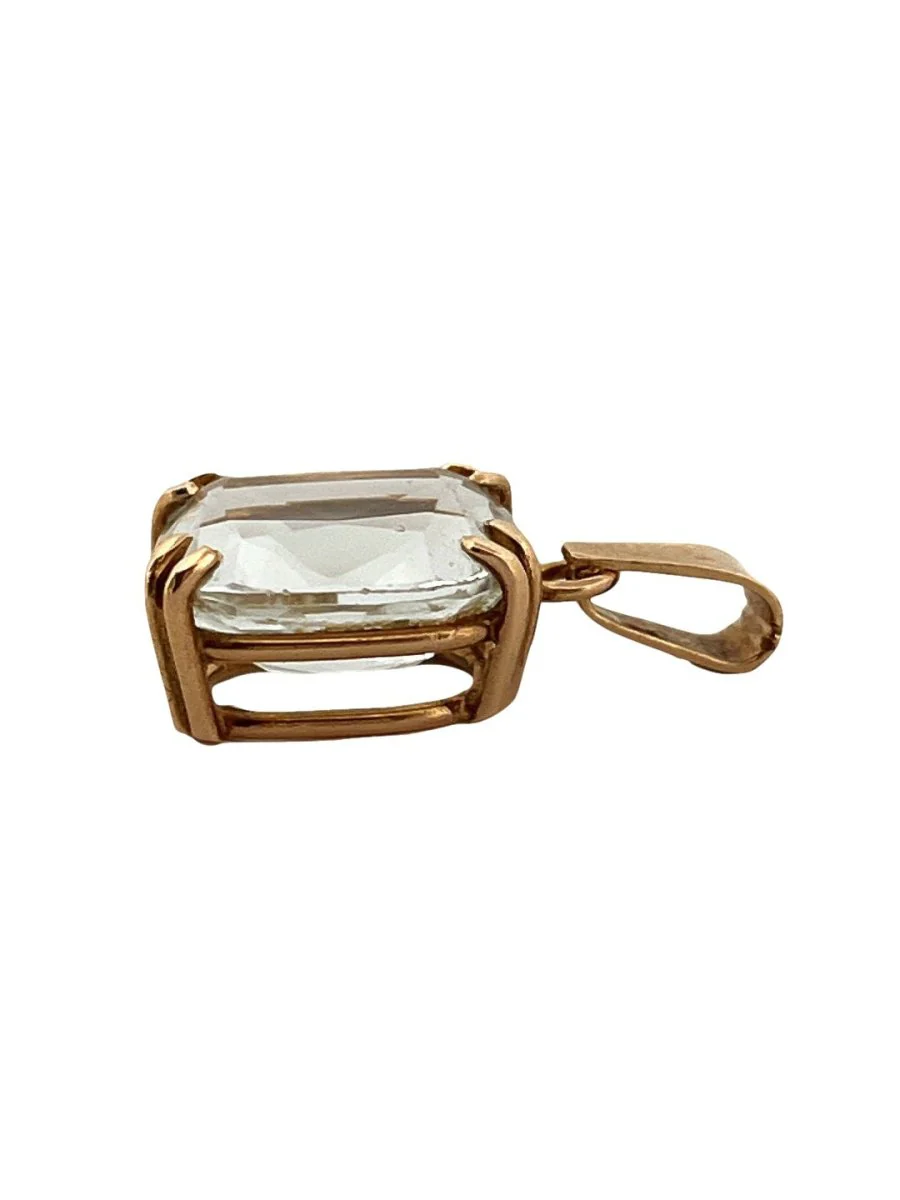 Yellow gold and aquamarine pendant - Image 3