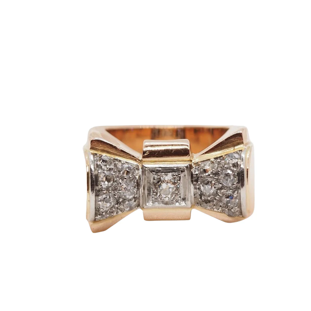 Yellow gold and Platinum Ring, Diamonds