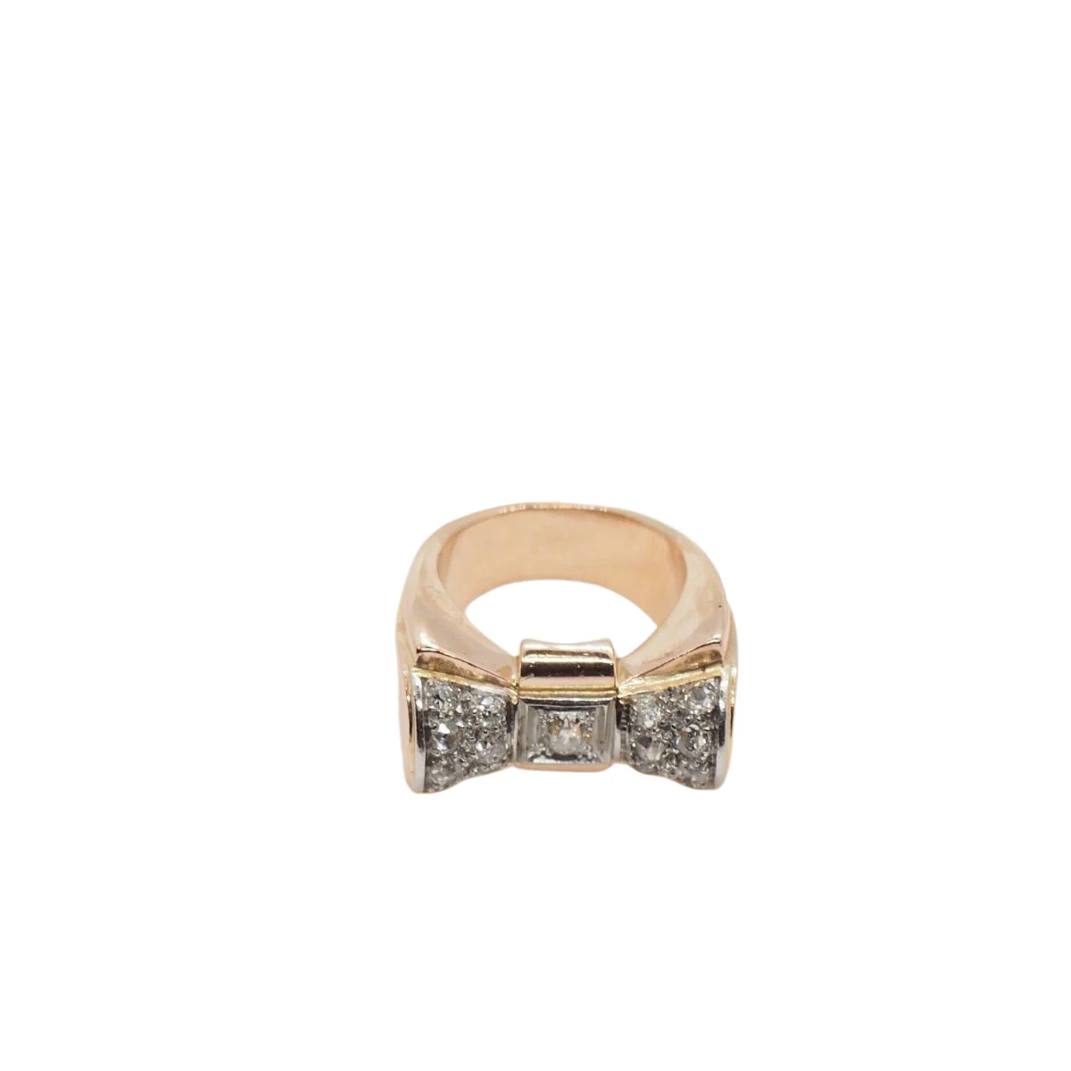 Yellow gold and Platinum Ring, Diamonds - Image 5